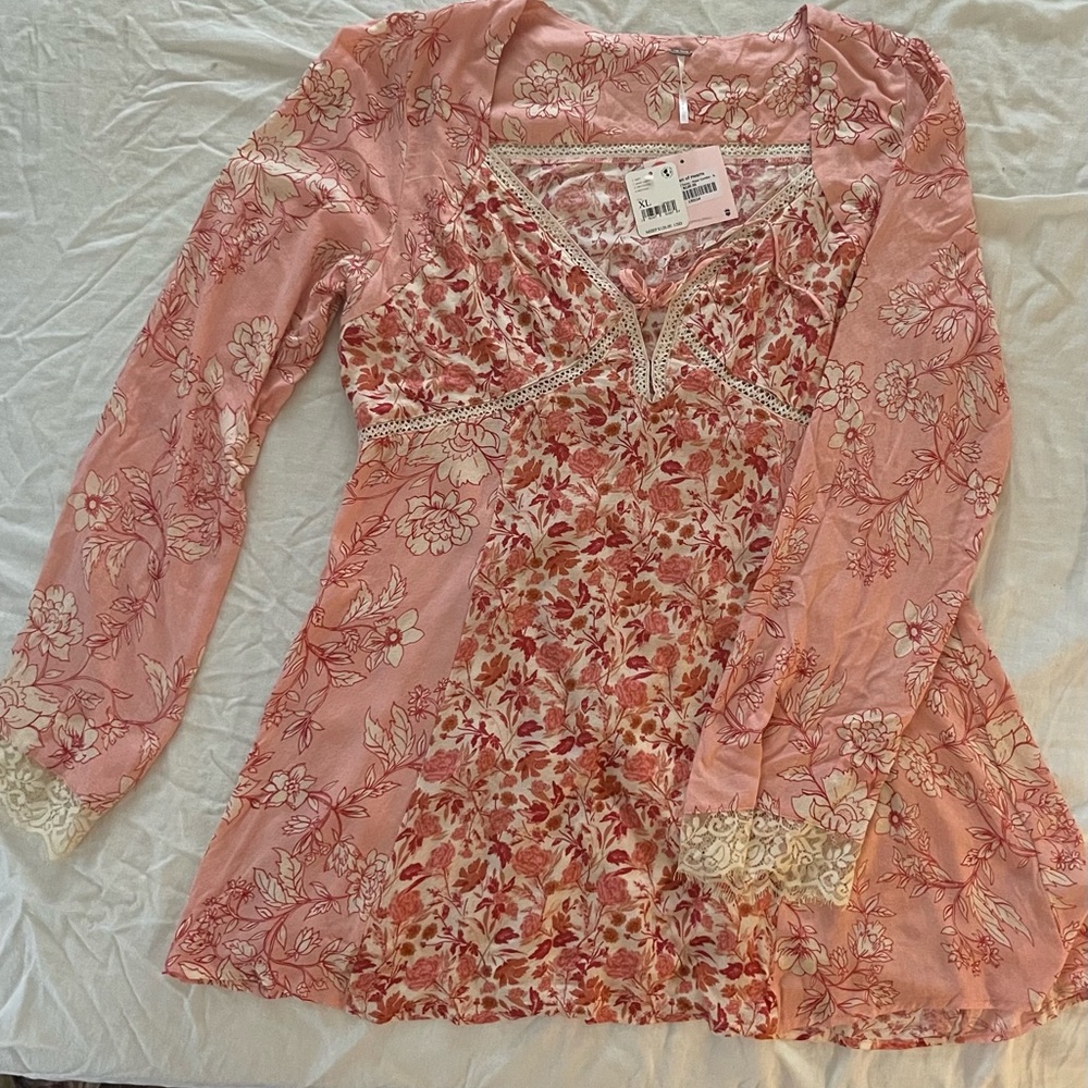 Beautiful pink floral Queen of Hearts by Free People XXL! NWT!